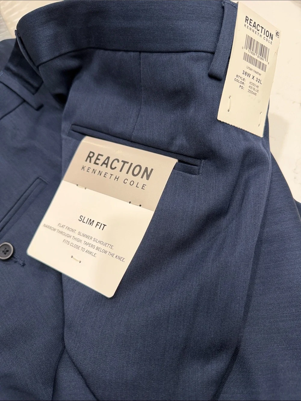 Kenneth Cole Reaction Men's Navy Slim Fit Dress Pants NWT - 38x32